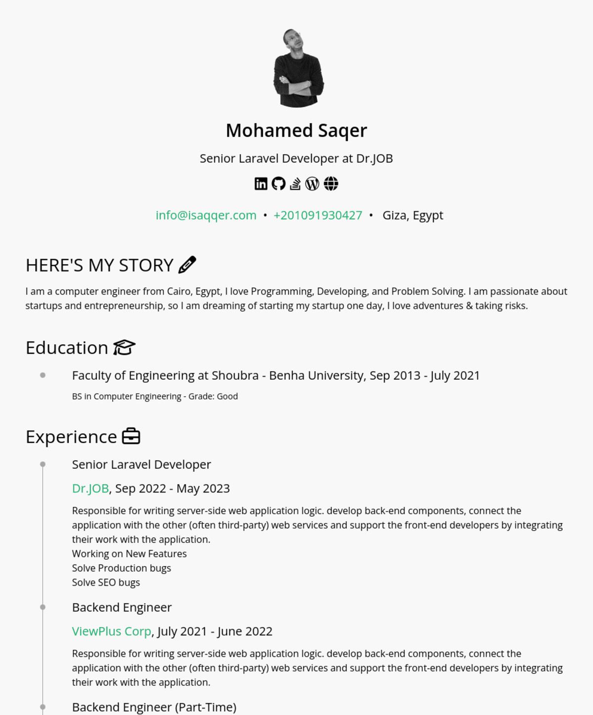 Mohamed Saqer, Full Stack Engineer@Weyak