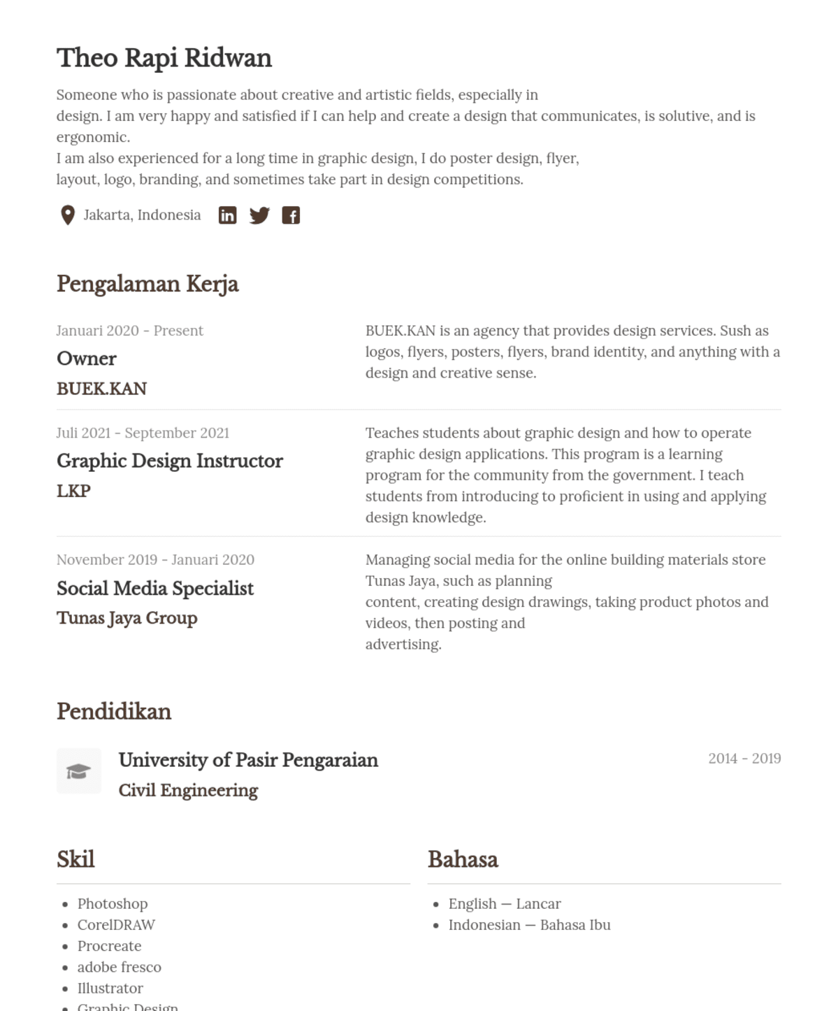 Theo Rapi Ridwan, Owner@BUEK.KAN