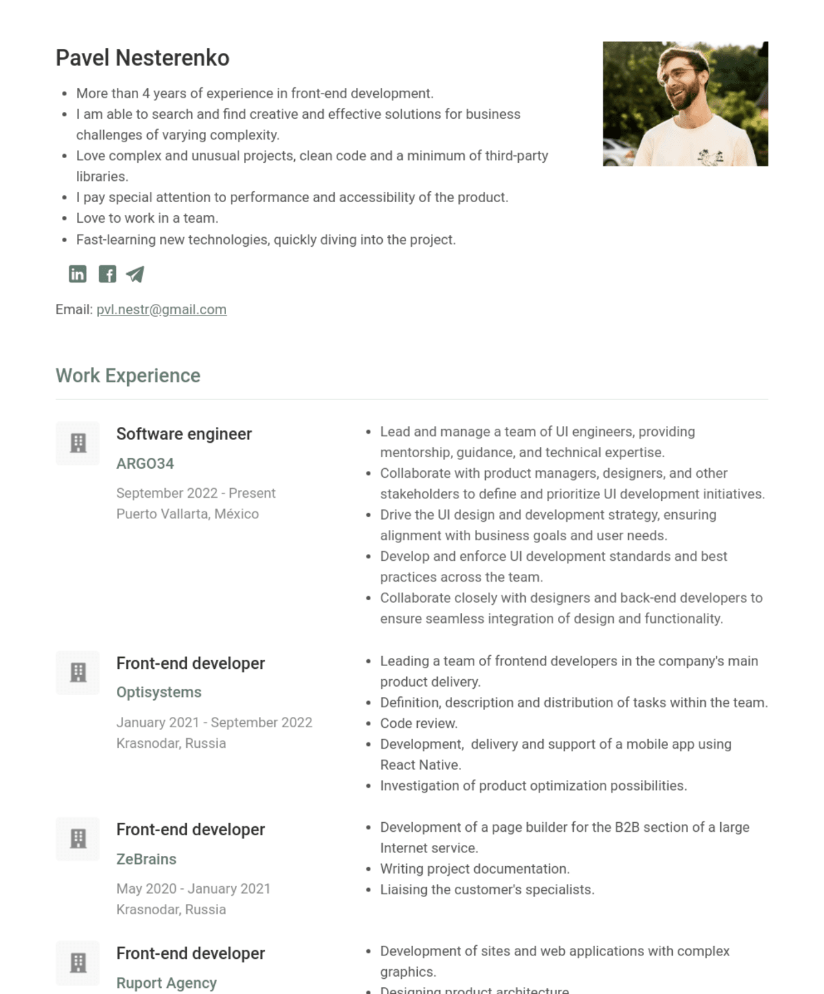 Pavel Nesterenko, Software engineer @Argo34 