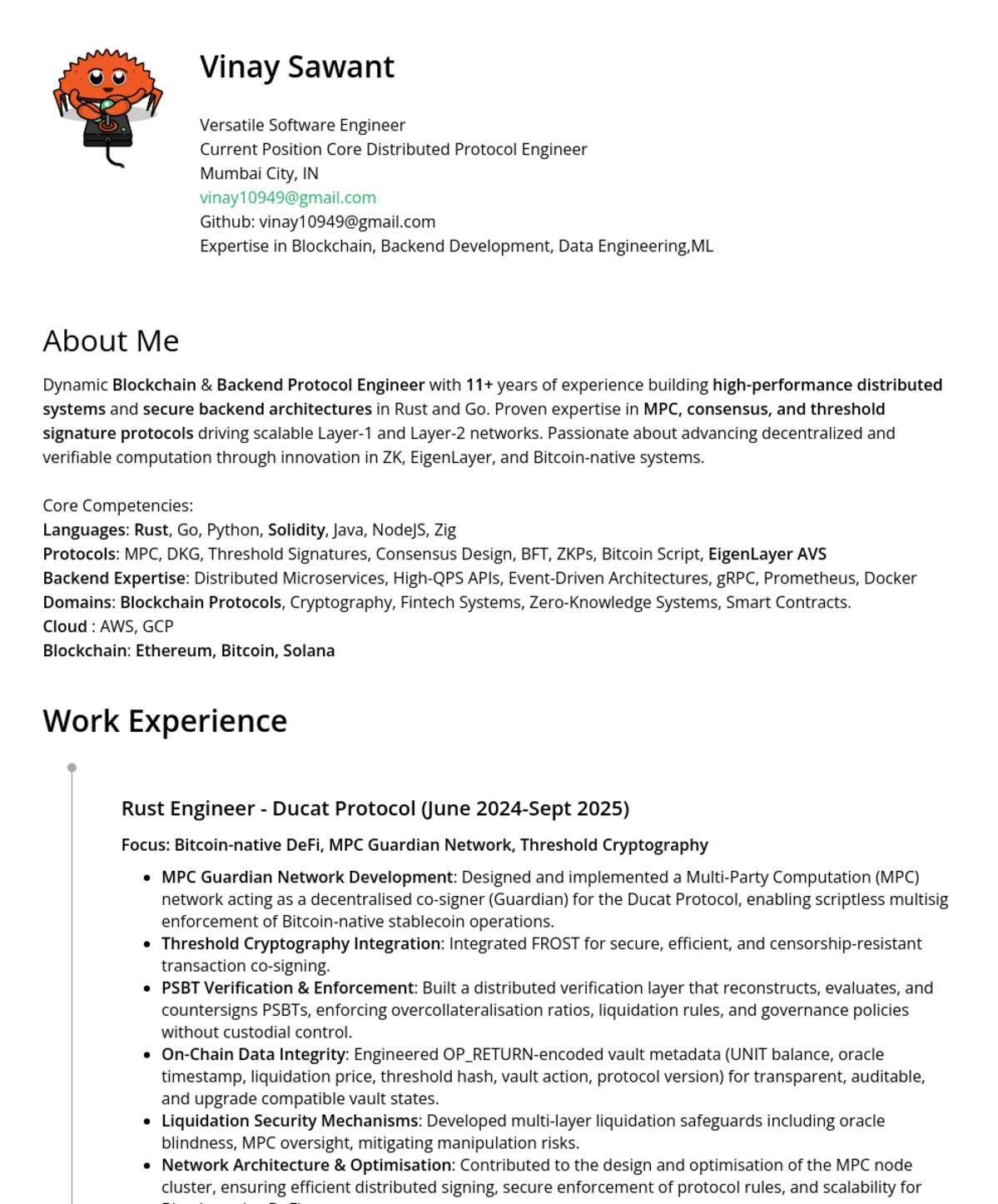 Vinay Sawant, Software Engineer@Confidential