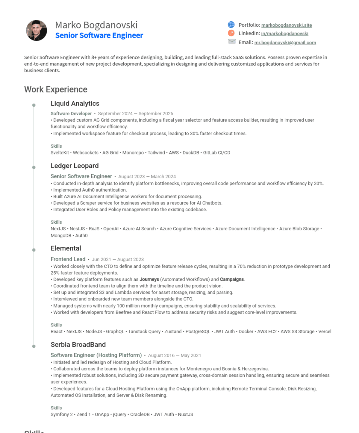 Marko Bogdanovski, Software Developer@Liquid Analytics