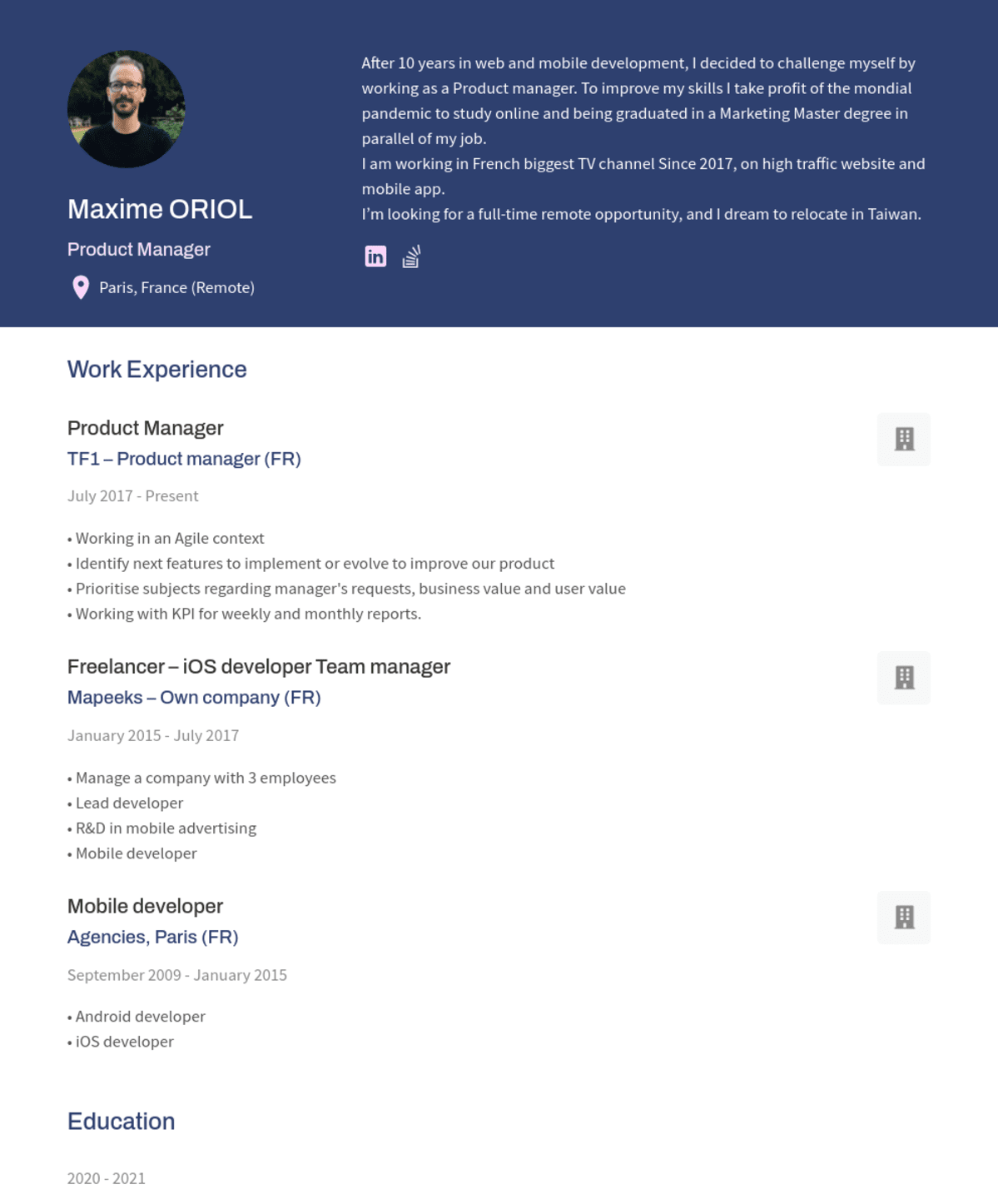 Maxime ORIOL, Product Manager@TF1