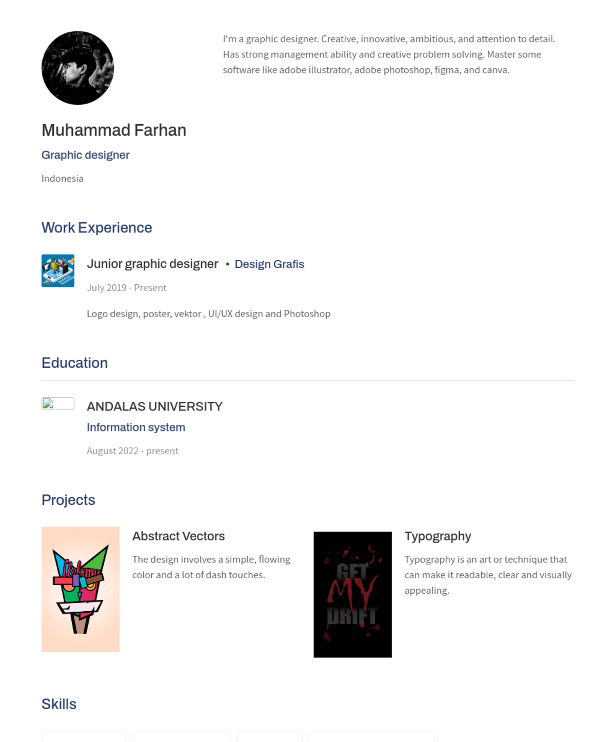 Muhammad Farhan, Junior graphic designer@Design Grafis
